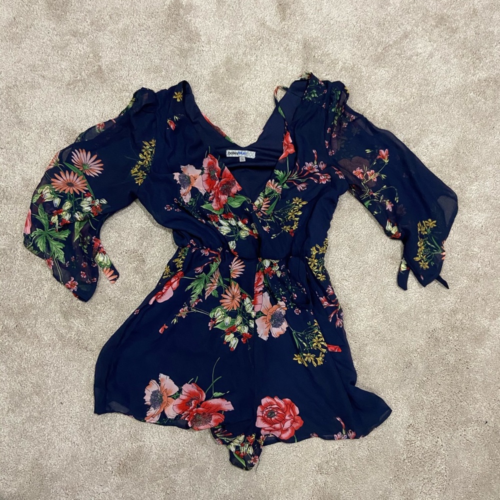 Navy blue floral romper